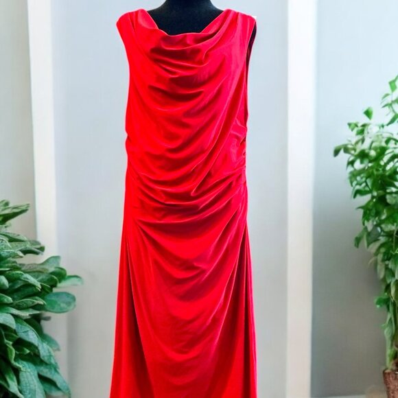 Dress Barn Rich Red Midi Dress - size 16 (Purse Included) - Picture 1 of 5
